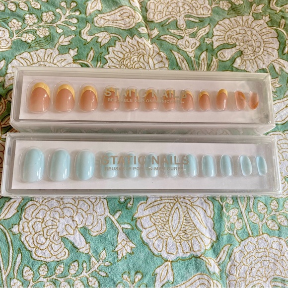 NEW Lot of 2 Static Nails Press-On Sets Blue, Yellow French Tip - Picture 1 of 9